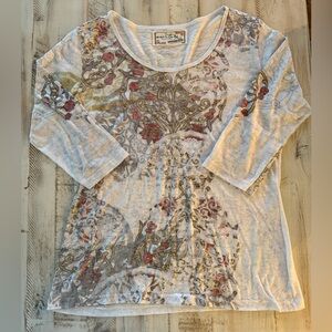 Aventura Cream Label Tee with Rust Accent